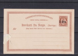 Norvège - Carte Postale De 1888  - Entier Postal - - Entiers Postaux