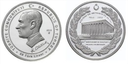 AC - 60th ANNIVERSARY OF ATATURK'S PRESENCE IN MAUSOLEUM ANITKABIR COMM SILVER UNC PROOF 2013 - Turquie