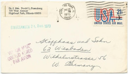 USA 1967 20c Blue Jays On Cover To Germany USED - Altri & Non Classificati