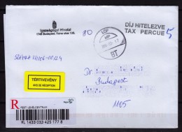 Avis De Reception  / REGISTERED / LETTER With Label - Taxe Percue - HUNGARY 2016 - Ministry Of Justice - Lettere