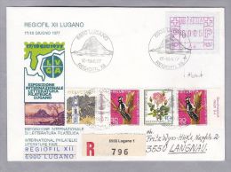 Schweiz Automatenmarken Zu#1 IV "A4" Abart Auf Illustr. R-Brief Lugano 1977-06-19 - Automatic Stamps