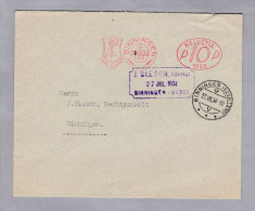 Schweiz Firmenfreistempel Binningen 1934-07-27 Oval-stempel Mit Krone + Werbeflagge - Máquinas De Franquear