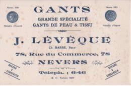 BUVARD - GANTS (Médaille D'Argent) - Gde Spécialité GANTS DE PEAU & TISSU - J.LEVÊQUE à NEVERS Nièvre - Textile & Clothing