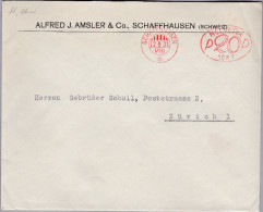 Schweiz Firmenfreistempel 1931-02-12 Schaffhausen Frama "P20P #1081" Brief Amsler - Affranchissements Mécaniques