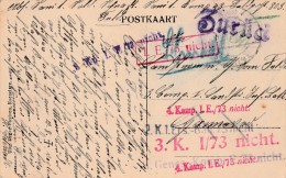 Kaart ROESELAERE Met Feldpost 1917 - Verschillende Griffes "....nicht" En "Zurück". - Armée Allemande