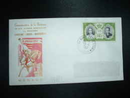 LETTRE TP 19 AVRIL 1956 5F OBL.23-1-1957 MONTE CARLO + COMMEMORATION DE LA NAISSANCE DE SAS PRINCESSE CAROLINE LOUISE MA - Briefe U. Dokumente