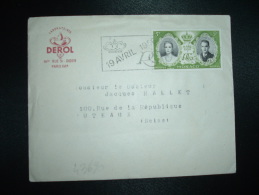 LETTRE TP 19 AVRIL 1956 5F OBL.MEC.19-4-1956 MONTE CARLO  + LABORATOIRES DEROL - Cartas & Documentos