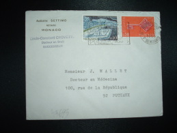 LETTRE TP EUROPA 0,30 + TP STADE NAUTIQUE 0,10 OBL.MEC.3-12-1969 MONTE-CARLO + AUGUSTE SETTIMO NOTAIRE - Storia Postale