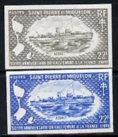 S. Pierre Miquelon 1971, 30th Allegiance To Free French Movement - British Corvettes, 2 Colour Proofs IMPERFORATED - Nuevos