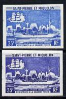 S. Pierre Miquelon 1971, Fisheries Protection Vessels  35f 'St Jehanne', 2 Colour Proofs IMPERFORATED - Nuovi