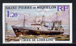 S. Pierre Miquelon 1976, Stern Trawlers 1f20 (Croix De Lorraine)  Proofin Issued Colours IMPERFORATED - Nuovi