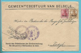 BZ 29+30 Met Stempel  "Postuberwachungstelle 33 " Op Brief "Gemeentebestuur BELSELE" (Administration Communale - OC26/37 Territoire Des Etapes