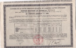 Conseil De La DETTE PÜBLIQUE Répartie De L' Ancien EMPIRE OTTOMAN 5% 1914 .  Récépissé Provisoire Au Porteur - Banco & Caja De Ahorros