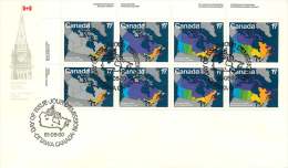 1981  Historical Maps Of Canada   Sc 890-3  Inscriptio Block Of 8 - 1981-1990