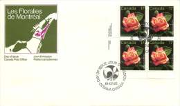 1981  Montreal Floralies  - Rose Sc 896  Inscription Block Of 4 - 1981-1990