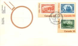 1982  Canada 82 Exhibition Stamp On Stamp Champlain, Bluenose, Mount Hurd  Sc 910, 912-3  Conbination FDC - 1981-1990