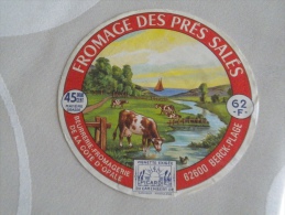 étiquette De Fromage Variante Picardie 62F Beurrerie Fromagerie Côte D'opale Prés Salés Vaches Rivière Mer Bateau Canard - Käse