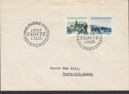 Liechtenstein Sonderstempel 100 Jahre Post VADUTZ 1945 Cover Brief 5 & 15 Rp. Stamps - Storia Postale