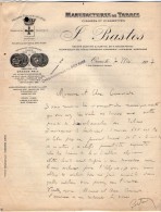 VP3572 - Tabac - Lettre Des Manufactures De Tabacs P. BASTOS à ORAN Pour  Mr Th. SCHLOESING à PARIS - Documentos