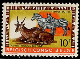 (cl. 3 - P29) Congo Belge ** N° 361  (ref. Michel Au Dos) - Zèbres, élan - - Nuevos