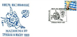 Greece- Greek Commemorative Cover W/ "MAXITHEMA `89: Maximaphily Day" [Trikala 14.5.1989] Postmark - Sellados Mecánicos ( Publicitario)