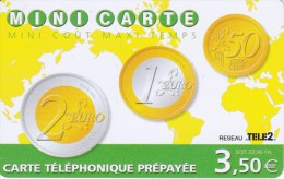 TARJETA DE FRANCIA CON UNAS MONEDAS DE EURO (COIN-MONEDA) TELE2 - Timbres & Monnaies