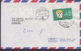Sudan Air Mail ROBY BATTERIES, KHARTOUM 1967 Cover Brief Denmark Palestine Liberation Organization Stamp (2 Scans) - Sudan (1954-...)