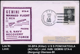 U.S.A. 1965 (16.12.) 1K-BPA.: U S S / PONCHATOULA (AO-148) = Bergungsschiff US-Navy + Viol. HdN: GEMINI... - Other & Unclassified