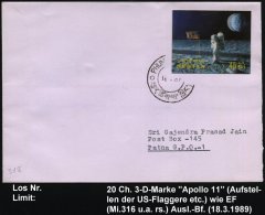 BHUTAN 1989 45 Ch. "Apollo 11 Mondflug" (Aufstellen D.US-Flagge) 3-D-Marke, Wie EF (u.a. Rs.) Sauber Gest.... - Other & Unclassified