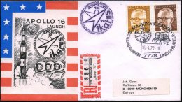 7778 MARKDORF,BADEN/ AUSSTELLUNG RAUMFAHRT/ Ikarus 72.. 1972 (16.4.) SSt = 3 Apollo-Astronauten + Viol. HdN:... - Other & Unclassified