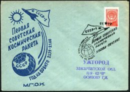 UdSSR 1960 (2.1.) SSt: MOSKAU/1 JAHR "LUNA-1" = Mond-Satellit (Globus, Rakete) Motivgl. SU. (Pf.S 17) - Other & Unclassified