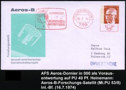 799 FRIEDRICHSHAFEN 1/ AEROS/ DORNIER/ SYSTEM 1974 (16.7.) AFS 000 Als VE Auf PU 40 Pf. Heinemann: Aeros-B-Satellit... - Other & Unclassified