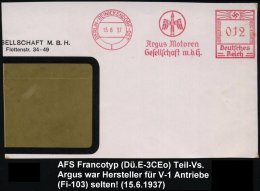 BERLIN-REINICKENDORF-OST/ 1/ Argus Motoren/ GmbH 1937 (15.6.) Seltener AFS (Logo: Geflügelter Pfeil) Klar Auf... - Other & Unclassified