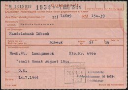 Lübeck 1944 (14.7.) Blauer 3L: ..Feldpostnr. M 46784/Schiffskasse = 29. U-Boot-Flottille Auf Rosa... - Other & Unclassified