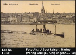 Kiel 1910 (ca.) Monochrome Foto-Ak.: Hafenansicht Unterseeboot , Ungebr. (Verlag E.Crull, Kiel 8602) - Other & Unclassified