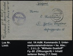 GOTENHAFEN/ I 1944 (7.7.) 2K + Viol. 1K-HdN: Kommando 2. Unterseebootdlehrdivision + Hs. Abs.:".. 2.U.L.D. "Wilhelm... - Other & Unclassified