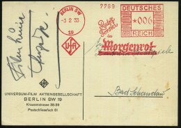 BERLIN SW/ 19/ UfA/ Rudolf/ Forster/ In/ Morgenrot 1933 (3.2.) Seltener AFS = Film über U-Boot "U 21" Unter... - Other & Unclassified