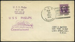 U.S.A. 1936 (26.2.) 1K-BPA: U.S.S./TILLMAN/USS PHELPS/FIRST DAY = Zerstörer (DD-360 + HdN: USS PHELPS... - Other & Unclassified