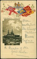 GROSSBRITANNIEN 1901 (21.3.) Color-lItho-Präge-Ak.: "Britannia Rules The Waves", H.M.S. MAJESTIC... - Other & Unclassified