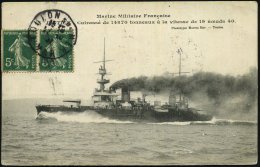 FRANKREICH 1907/28 4 Verschiedene Foto-Ak.: Schlachtschiff "Justice" (Pre-Dreadnought Der Liberté-Klasse, ... - Other & Unclassified