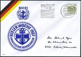 2300 KIEL 1/ Mg/ Kieler Woche 1987 (20.6.) MWSt Auf PU 80 Pf. Burgen, Oliv: KIELER WOCHE 1987/ ARBEITSSTAB... - Other & Unclassified