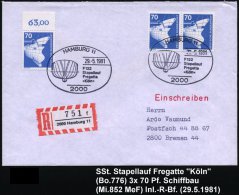 2000 HAMBURG 11/ F122/ Stapellauf/ Fregatte/ "Köln" 1981 (29.5.) SSt (Schiffsrumpf) 2x Auf 3x 70 Pf. Schiffbau... - Other & Unclassified