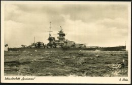 DEUTSCHES REICH 1939 (ca.) S/w.-Foto-Ak.: Schlachtschiff "Gneisenau" , Ungebr. (Verlag A. Klein, Kiel) - Other & Unclassified