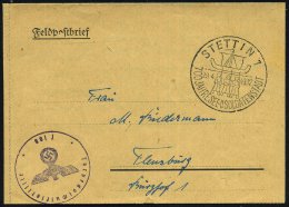 STETTIN 1/ 700 JAHRE SEESOLDATENSTADT 1943 (29.4.) HWSt (Wikingerschiff, 3 Soldaten) + Viol. 1K-HdN:... - Other & Unclassified