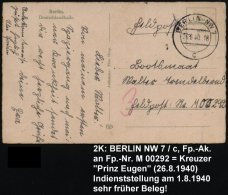 BERLIN NW7/ C 1940 (26.6.) 2K Klar Gest. Feldpost-Ak. (Deutschlandhalle) An Feldpost-Nr. M 00292 = Schwerer Kreuzer... - Other & Unclassified