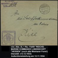 FLENSBURG-/ MÜRWIK 1933 (13.12.) 1K-Gitter + Viol. HdN: FdA/R/REICHSMARINE/KOMMANDO LINIENSCHIFF "HESSEN"... - Other & Unclassified
