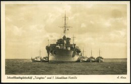 DEUTSCHES REICH 1939 (ca.) S/w.-Foto-Ak.: Schnellbootbegleitschiff "Tsingtau" U. 1. Schnellboot-Flottille (rs.... - Other & Unclassified