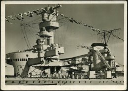 DEUTSCHES REICH 1935 (ca.) S/w.-Foto-Ak.: Panzerschiff "Deutschland", Mittelschiff Mit Gefechtsmast U. Bordflugzeug... - Other & Unclassified