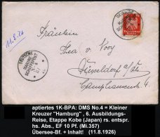 DEUTSCHES REICH 1926 (11.8.) Aptierter 1K-BPA: DEUTSCHE/MARINE-/SCHIFFSPOST/No.4/** = Kl. Kreuzer "Hamburg"... - Other & Unclassified