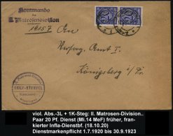 WILHELMSHAVEN/ *1* 1920 (18.10.) 1K-Steg A. Paar 20 Pf. Dienst + 3L: Kommando/der/II. Matrosendivision + Viol.... - Other & Unclassified